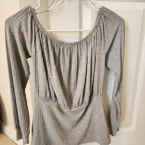 VENUS Off the Shoulder Long Sleeve Shirt Grey Size S